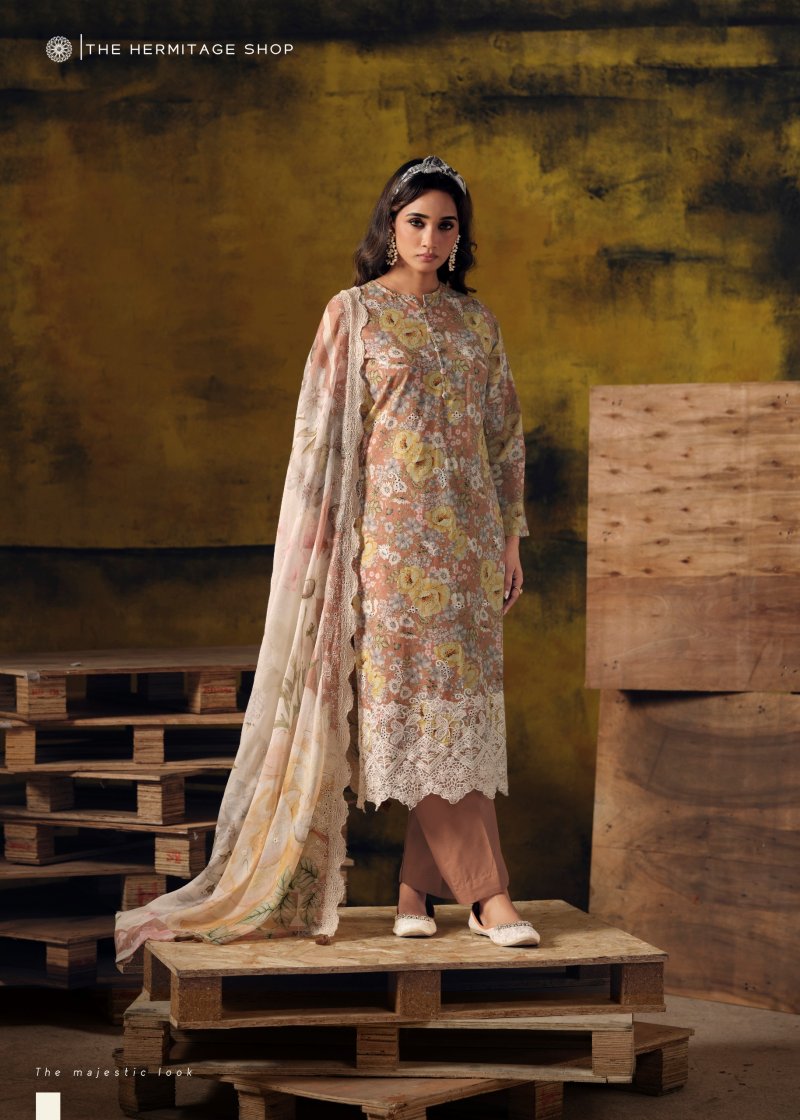Zaira Vol 3 By Hermitage Lawn Cotton Schiffli Dress Material 